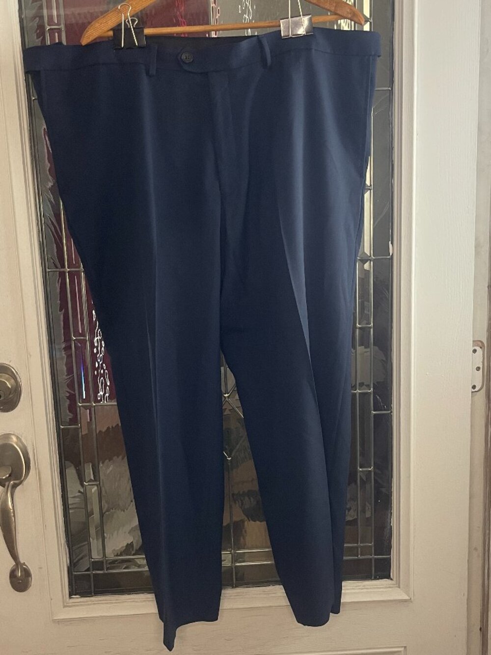 Haggar Men’s Classic Fit Blue Expandable Waistline Dress Pants 42x29